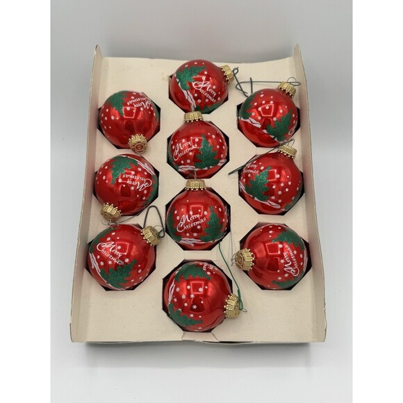 VINTAGE LOT 37 GLASS MULTICOLOR  CHRISTMAS TREE ORNAMENTS BOXES HANDPAINTED - Picture 6 of 9